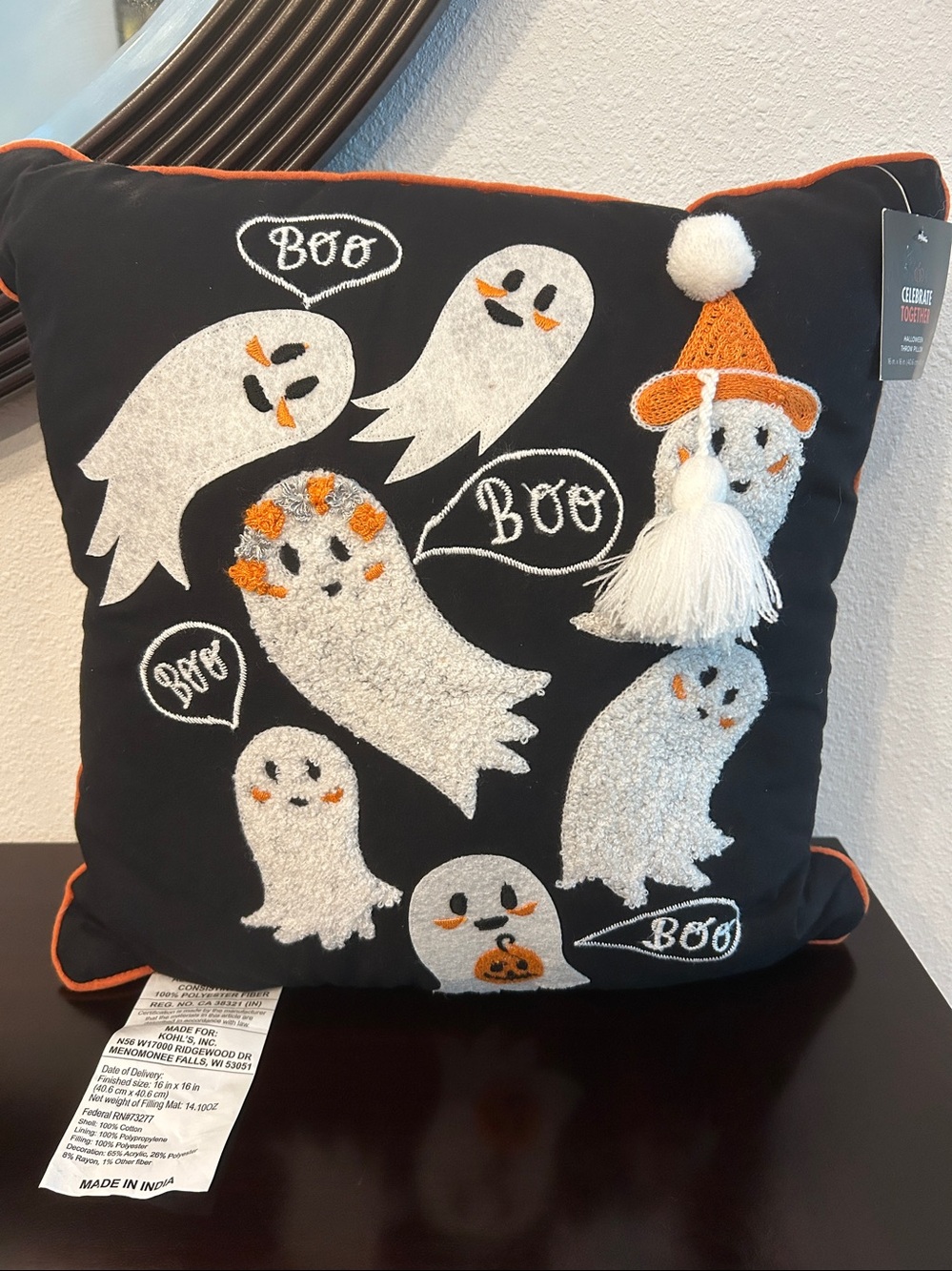NWT Celebrate Together™ Halloween Ghost Decorative Throw Pillow